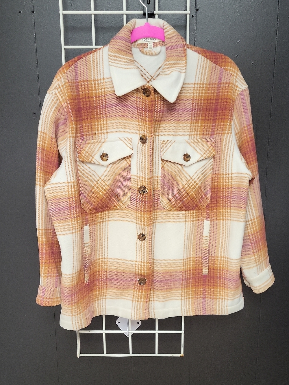 WORKSHOP, THICK Plaid Shacket Jacket, SIZE M